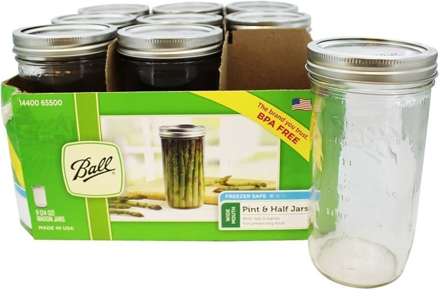 Ball 65500 Wide Mouth 24 Oz. Glass Mason Jars-9 / CS | Amazon (US)