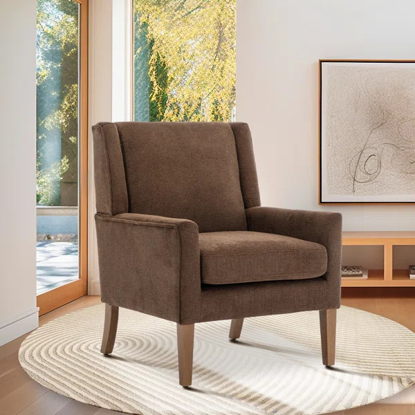 Leston Wide Upholstered Fabric Accent Armchair with Solid Wood Leg | Wayfair North America
