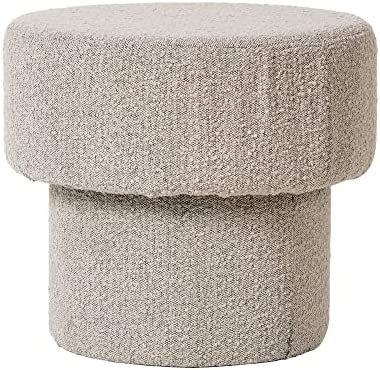 Bloomingville Round Bouclé Fabric Upholstered Pouf, Grey | Amazon (US)