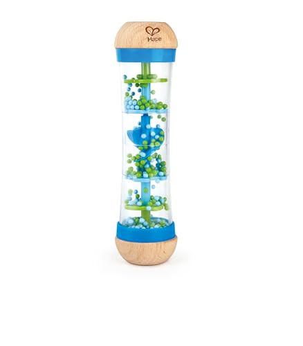 Hape Beaded Raindrops | Mini Wooden Musical Shake & Rattle Rainmaker Toy, Blue, Model Number: E0328B | Amazon (US)