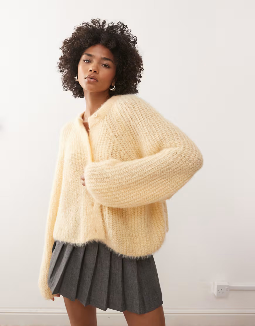 Miss Selfridge chunky cardigan in yellow | ASOS (Global)