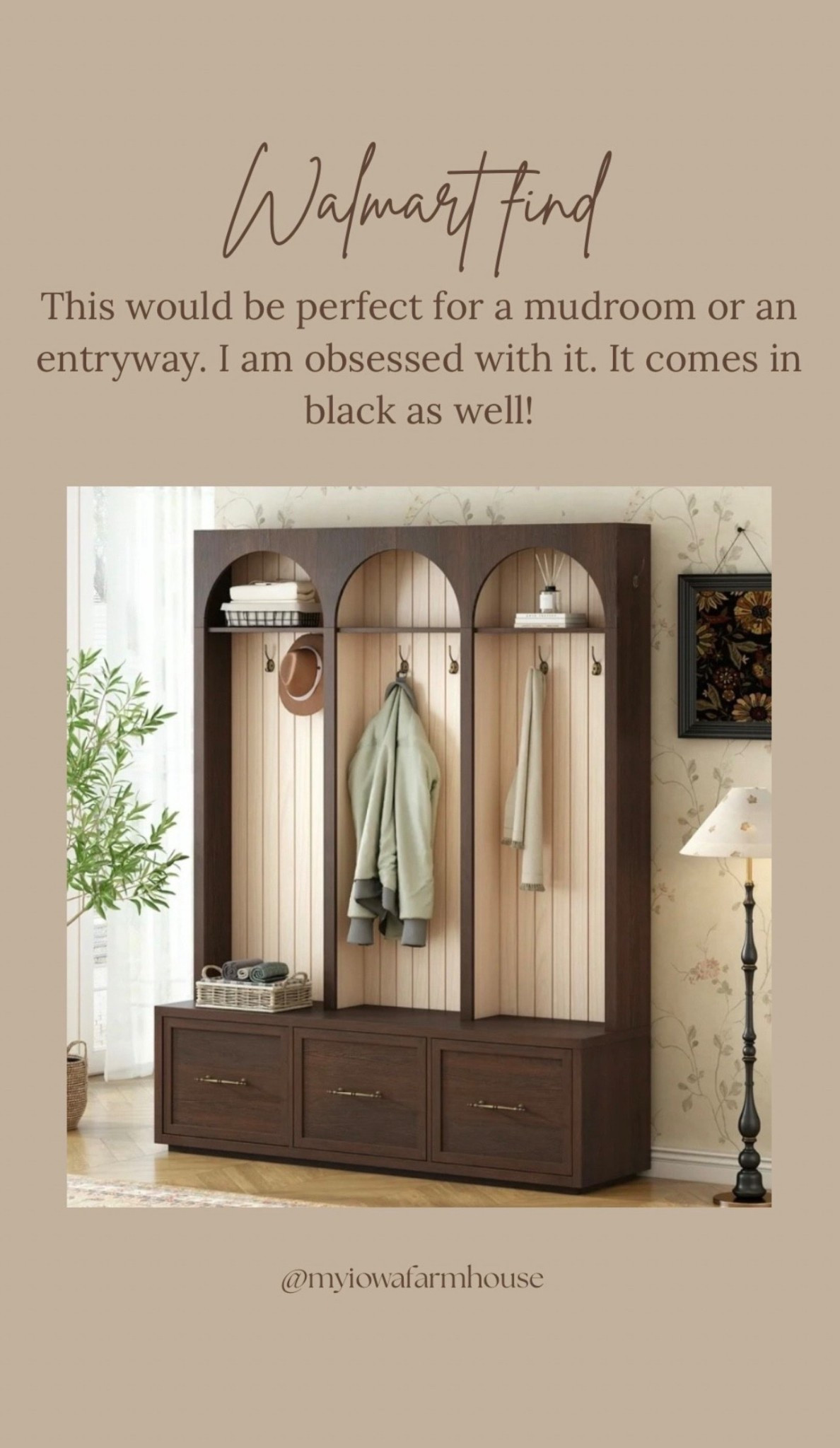 I love this arched storage cabinet. If you don’t have built-ins in your mudroom, this is the perfect solution. I love the look of this and it’s so affordable!￼

#LTKHome