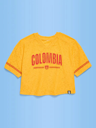 FIFA World Cup 26™ Colombia Boxy Lace V-Neck T-Shirt for Girls | Old Navy (US)