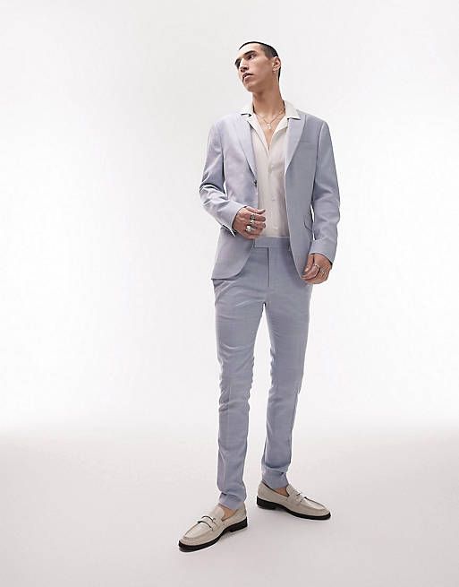 Topman super skinny suit jacket and pants in light blue | ASOS (Global)