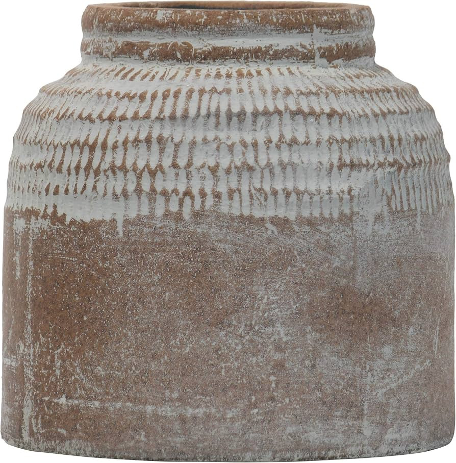 Foreside Home and Garden Small Antique Brown Glazed Terracotta Planter Pot with Whitewashed Finis... | Amazon (US)