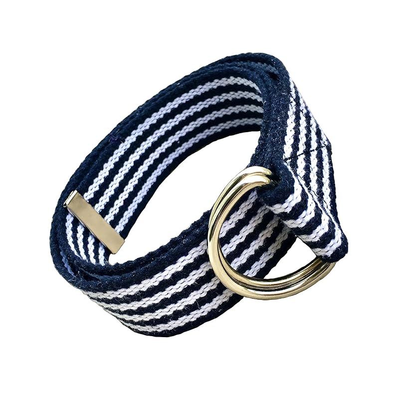 Navy & White Canvas Cotton Webbing D-Ring Belt, 1.5" Webbing Handmade Belts for Women and Men, St... | Amazon (US)
