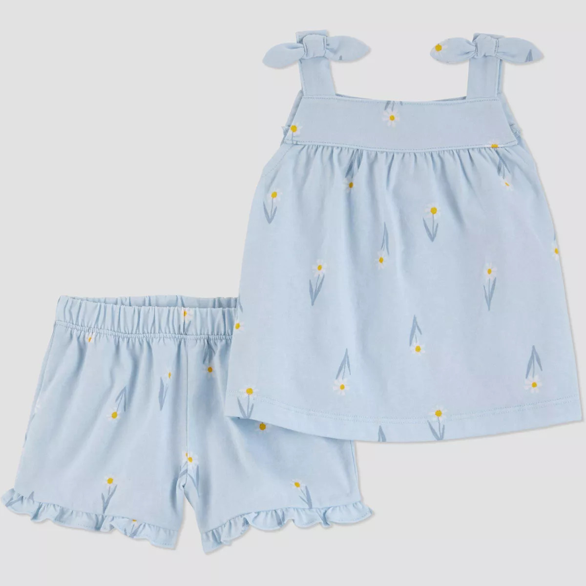 Carter's Just One You®️ Baby Girls' Floral Ruffle Tank Top & Bottom Set - Blue/White 9M | Target