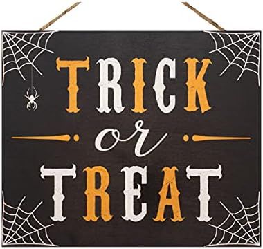 JennyGems Halloween Decor, Halloween Party Decorations, Trick Or Treat Wood Sign, Front Door Deco... | Amazon (US)
