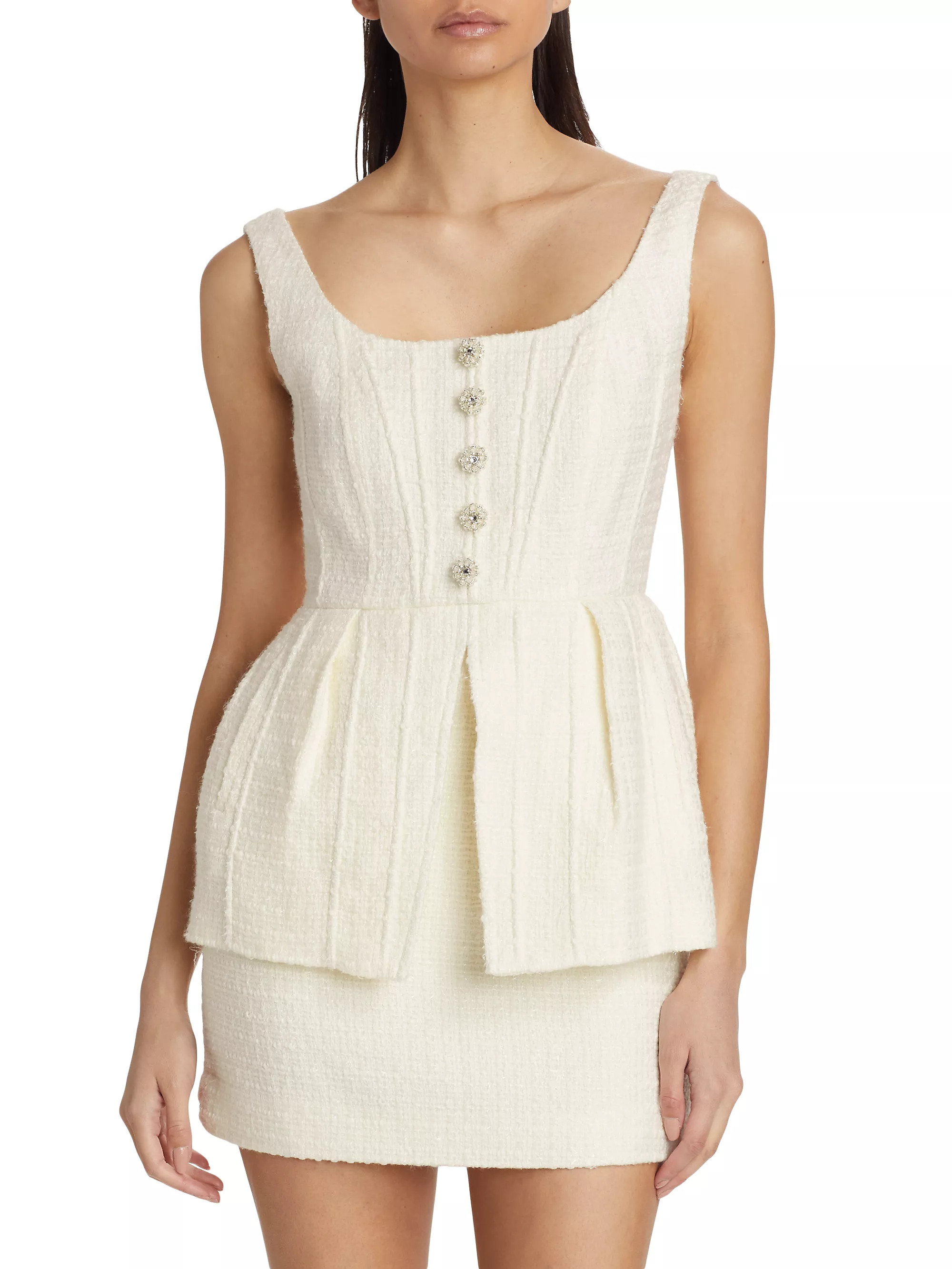 Bouclé Peplum Minidress | Saks Fifth Avenue