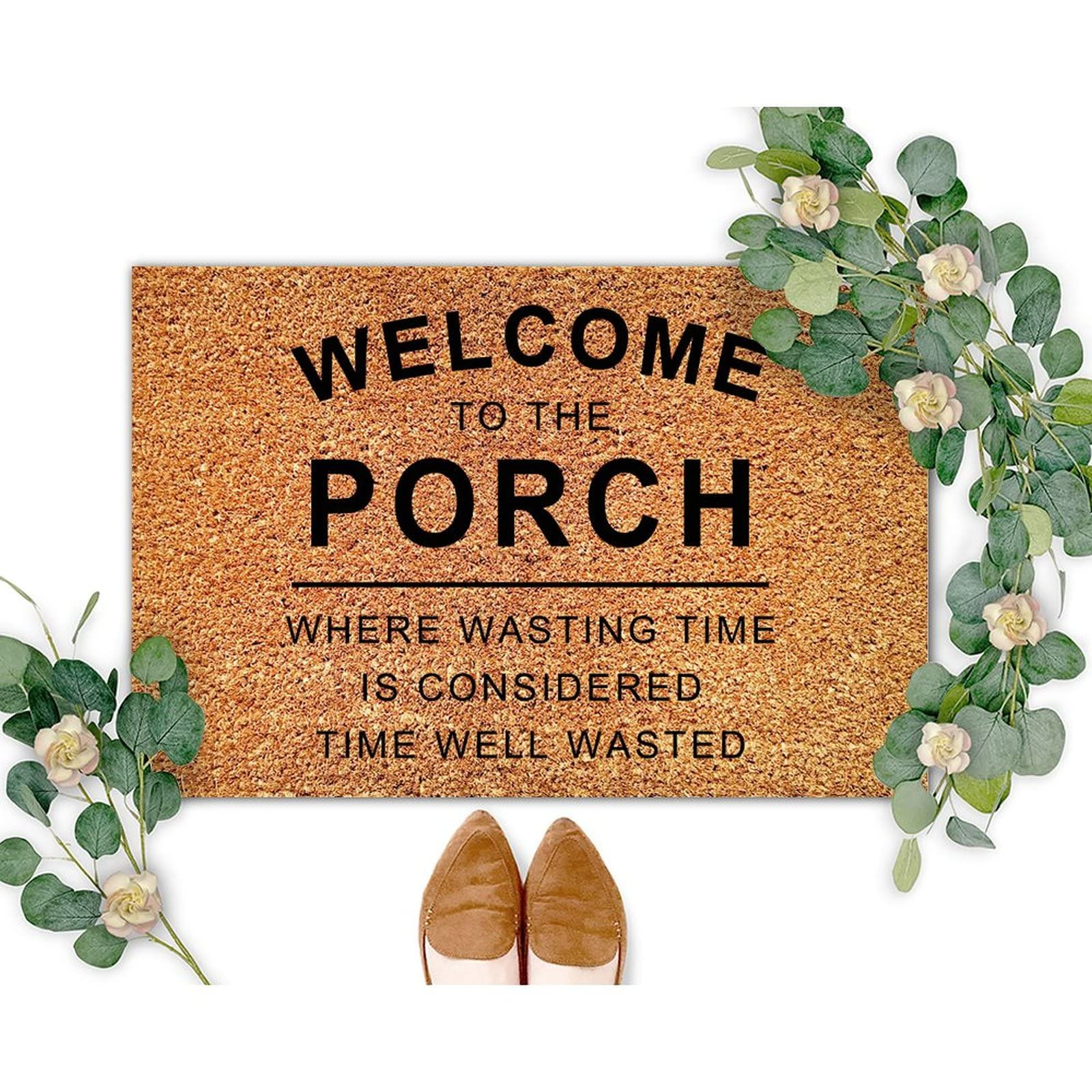 SILYHEART Welcome to The Porch Where Wasting Time is Considered Coir Doormat Doormat Funny Christ... | Amazon (US)