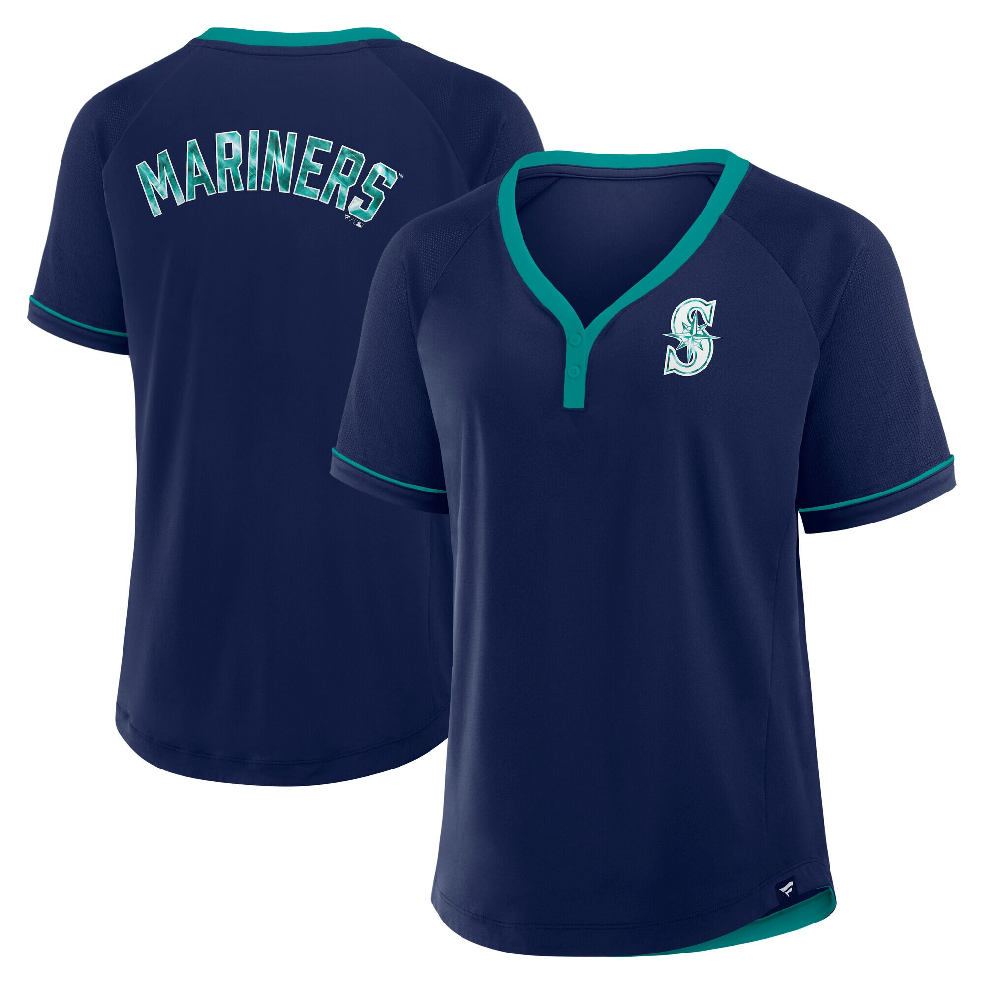 Women's Seattle Mariners Fanatics Navy League Diva Star Raglan V-Neck T-Shirt | MLB Shop