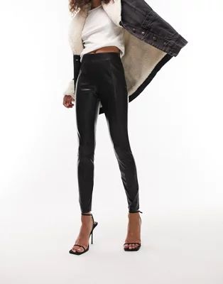 Topshop faux leather skinny fit pants in black | ASOS (Global)