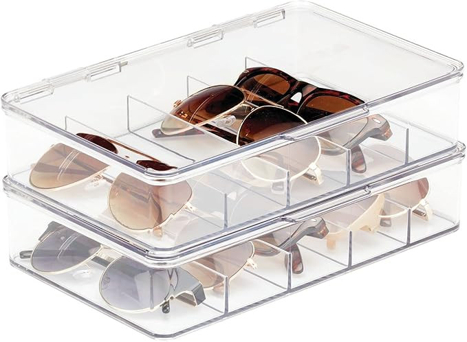 mDesign Plastic Hard Shell Stackable Eyeglass Case Storage Organizer, Hinged Lid for Unisex Sungl... | Amazon (US)
