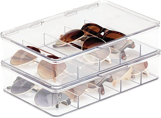 mDesign Plastic Hard Shell Stackable Eyeglass Case Storage Organizer, Hinged Lid for Unisex Sungl... | Amazon (US)