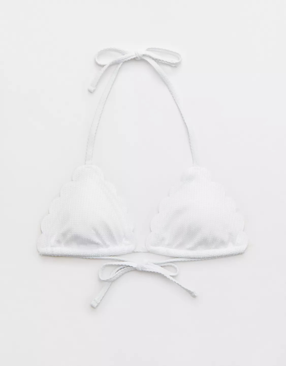 Aerie Waffle Scalloped String Triangle Bikini Top | Aerie