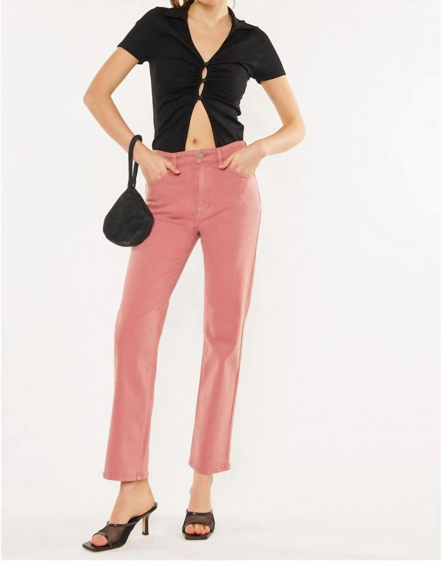 Ultra High Rise 90'S Straight Jeans In Coral | Shop Simon