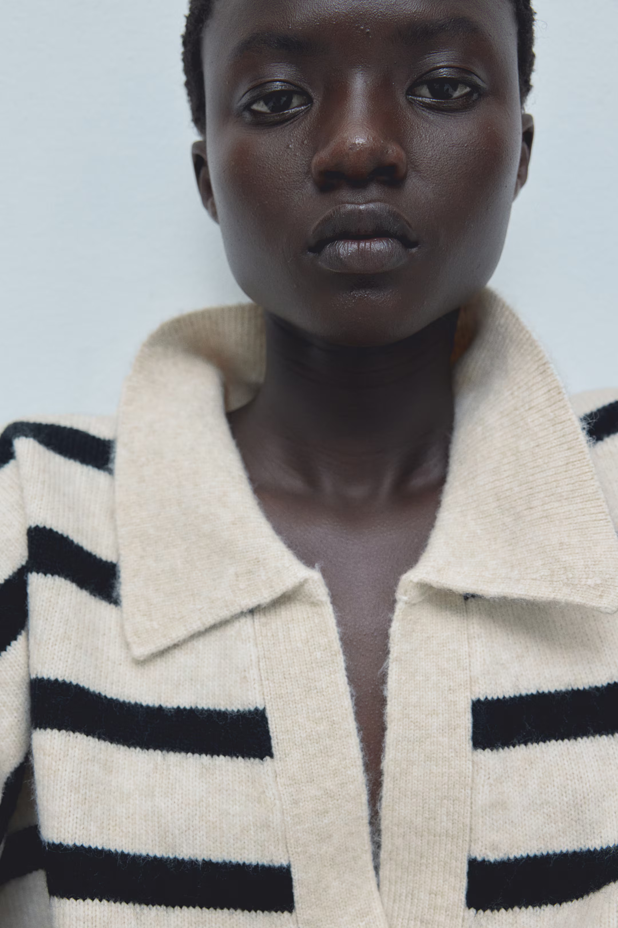 Fine-knit collared jumper - Cream/Striped - Ladies | H&M GB | H&M (UK, MY, IN, SG, PH, TW, HK)