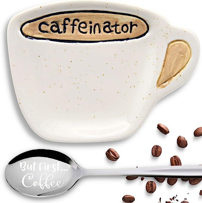 Coffee Spoon Rest with Engraved Coffee Spoon, Coffee Bar Decor for Home Office Coffee Station, Co... | Amazon (US)