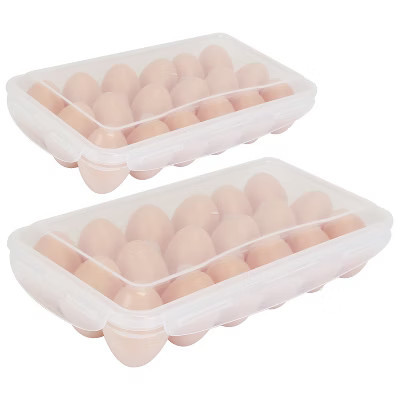 NewHome "2Pcs Stackable Plastic Egg Holder for Refrigerator, 18-Cavity Egg Storage Box, Dishwasher Safe" White | Target