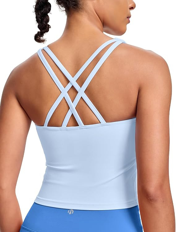 HeyNuts Longline Zeal Bras Medium Impact Wirefree Sports Bras Workout Crop Tank Tops with Removab... | Amazon (US)