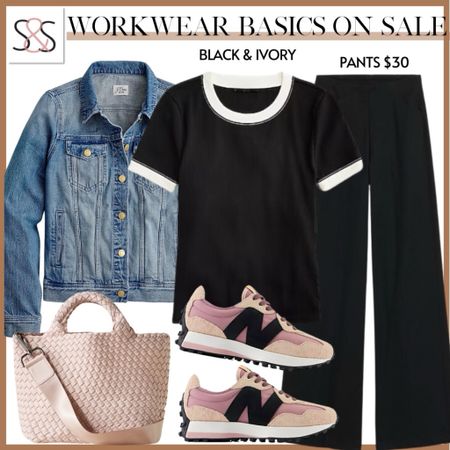 A black and white ivory ringer tee with black pants is a great workwear outfit. A jean jacket for layering is a must while Spring continues to hopefully get warmer!

#LTKstyletip #LTKworkwear #LTKSeasonal