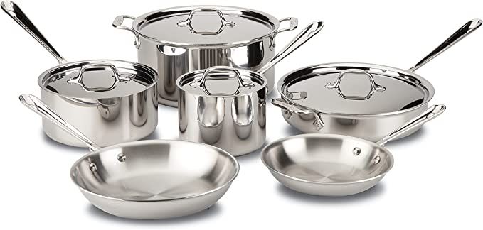 All-Clad D3 Stainless Cookware Set, Pots and Pans, Tri-Ply Stainless Steel, Professional Grade, 1... | Amazon (US)
