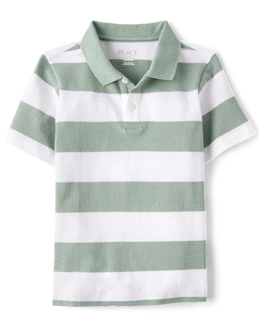 Boys Striped Soft Pique Polo - green | The Children's Place