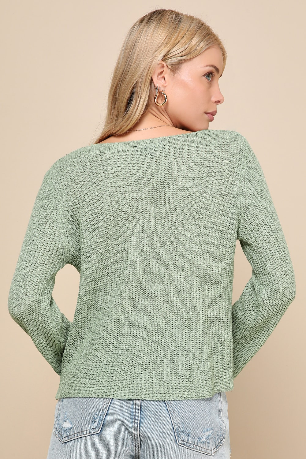 Springtime Sweetie Sage Green Loose Knit Cardigan Sweater | Lulus
