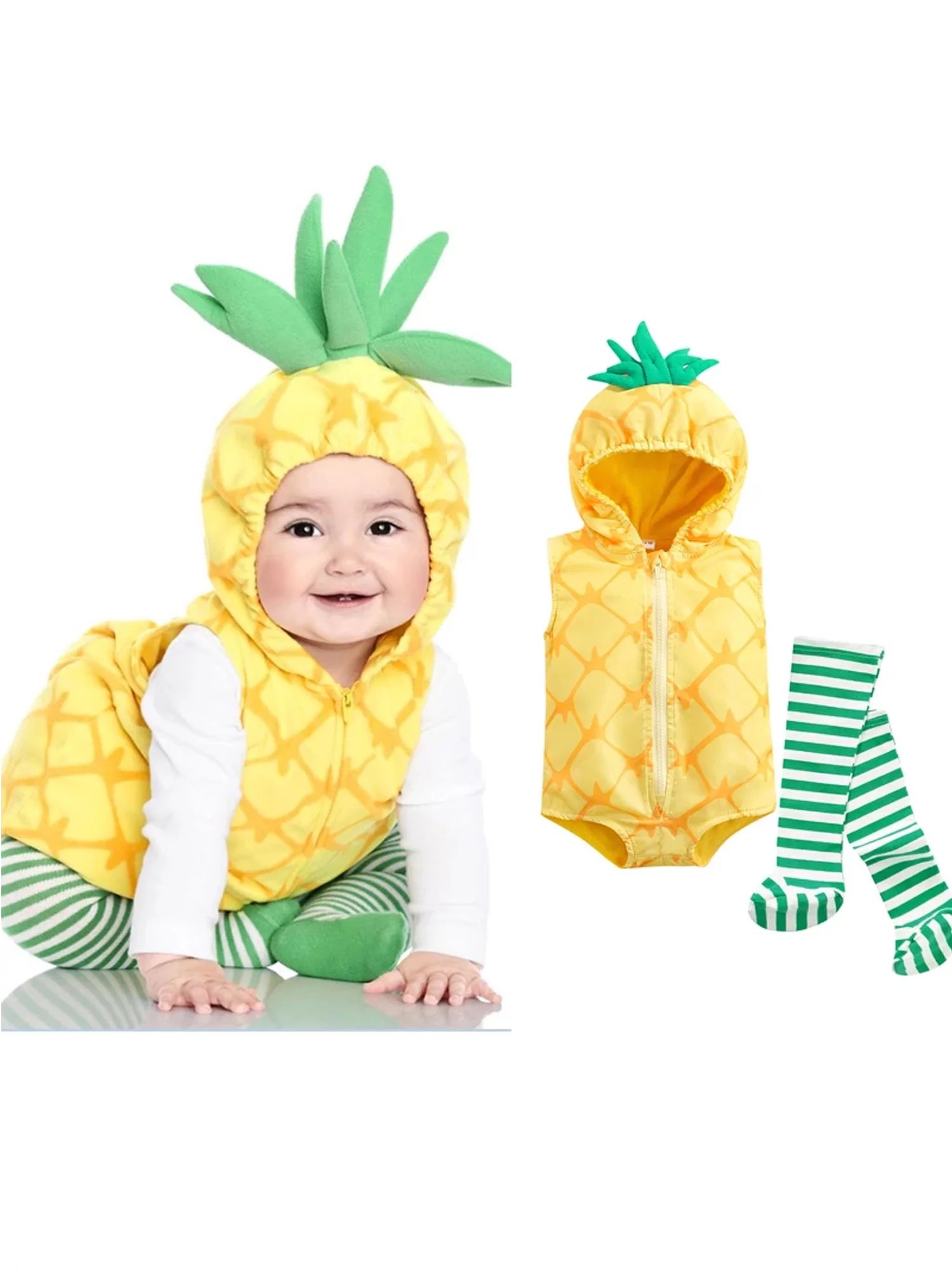 Sunisery Unisex Baby Halloween Christmas Costumes Velvet Avocado Pineapple Hooded Romper with Str... | Walmart (US)