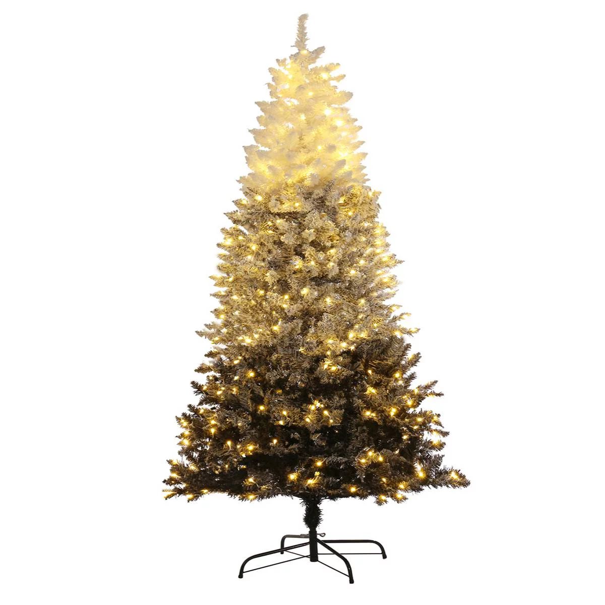 Multi-Color 7.5ft Snow Flocked Christmas Tree Artificial Premium Hinged Xmas Tree with Metal Stan... | Walmart (US)