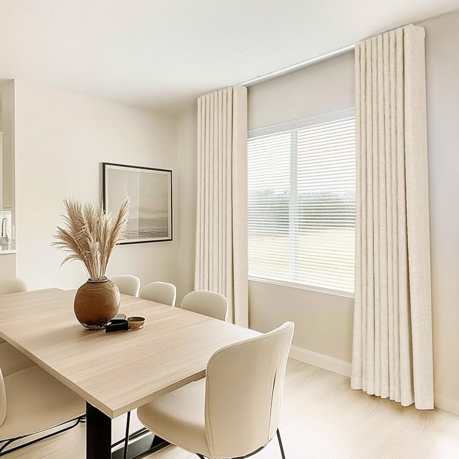 HOMERILLA Ripple Fold Custom Curtains with Ceiling Track,Linen Curtains for Living Room/Bedroom,3... | Amazon (US)