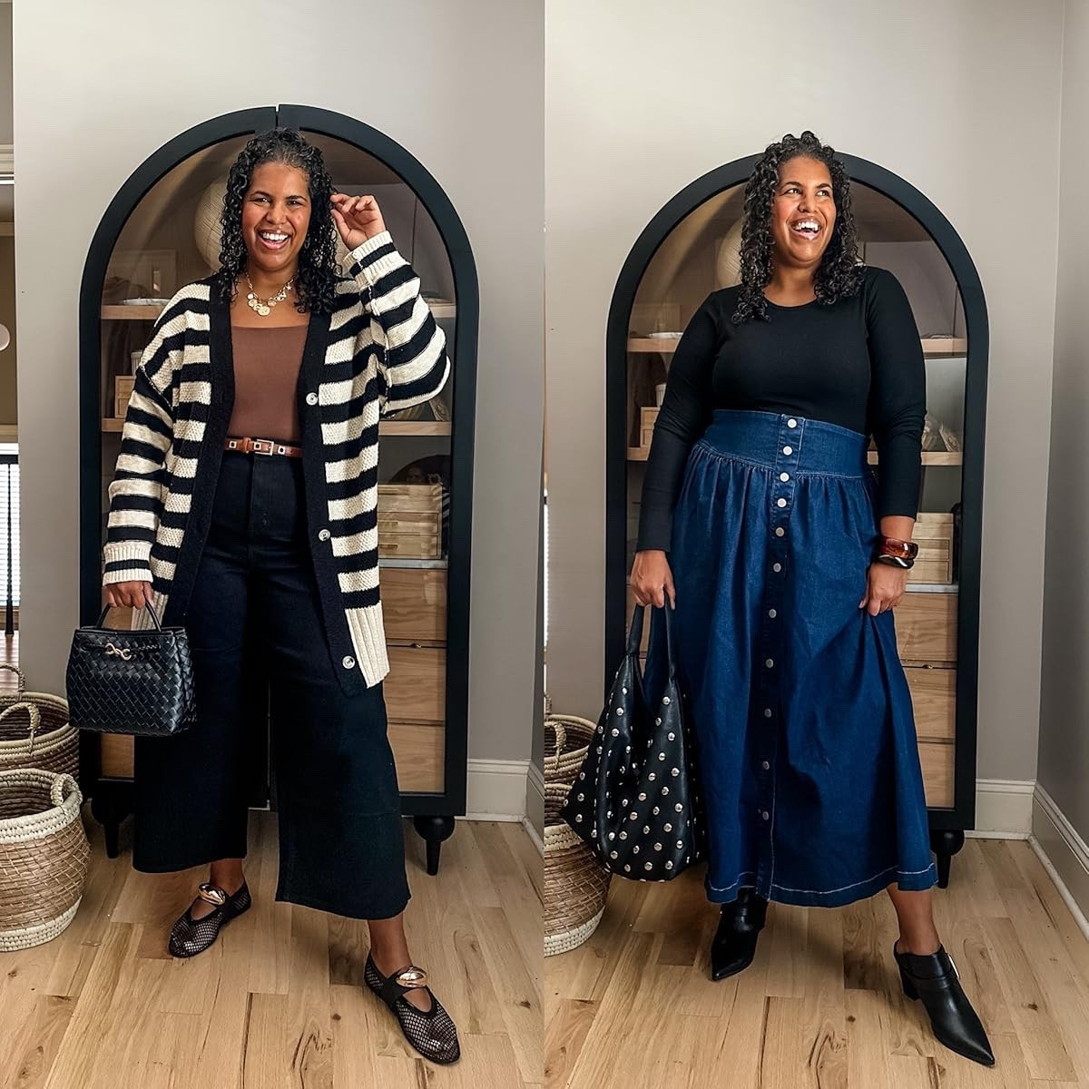 Switching up my outfits! I'm loving these cozy cardigans and stylish boots. Wearing xl in striped cardigan, xxl in skirt and size 20 in black jeans #falloutfits #styleinspo

#LTKPlusSize #LTKFindsUnder100 #LTKFindsUnder50