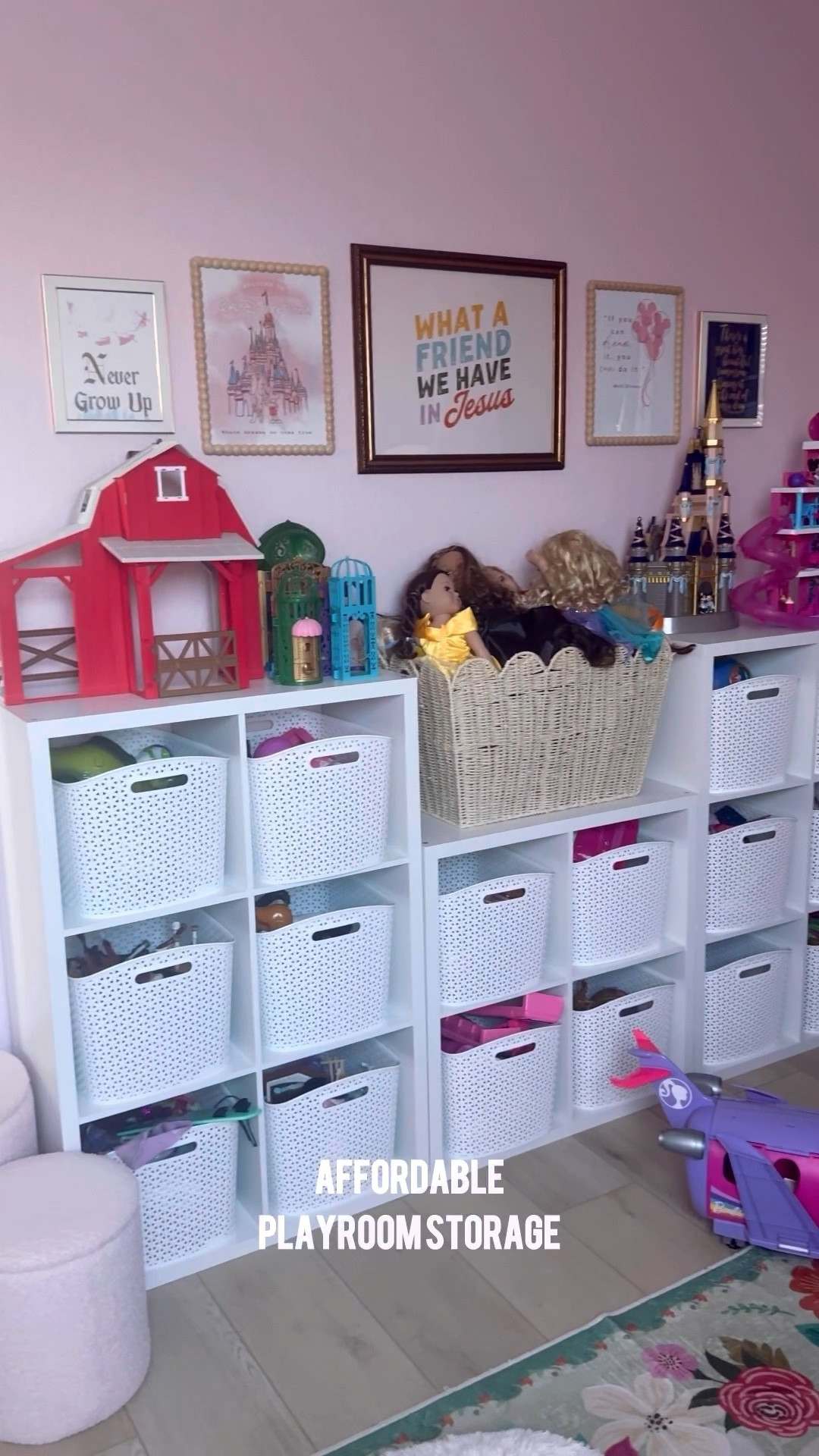 A storage solution that doesn’t break the bank? Yes, please! We almost got the $3k 😳 Pottery Barn storage unit for the girls’ playroom, but I just couldn’t spend that much on something they’ll eventually outgrow… I’m SO GLAD we didn’t! I decided to create our own makeshift one with affordable Target finds instead. I’ll link everything here! Lmk if you have any qs. 💕


Playroom
Kids room 
Storage 
Built ins 
Closet organization 
Disney 
