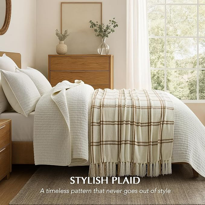 EVERGRACE Plaid Chenille Throw Blanket for Couch, Super Soft Cozy Decorative Windowpane Grid Plai... | Amazon (CA)