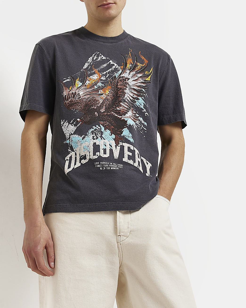 Grey Oversized fit Graphic t-shirt | River Island (UK & IE)