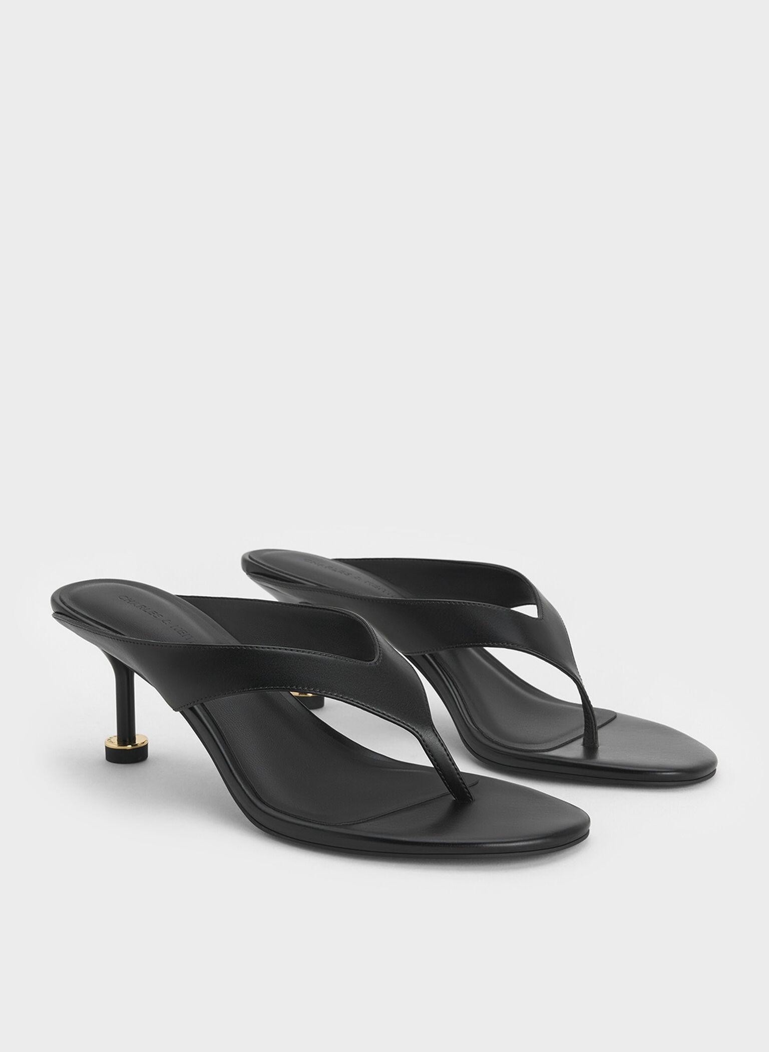 Wynn Sculptural-Heel Thong Sandals
    
         - Black | Charles & Keith AU