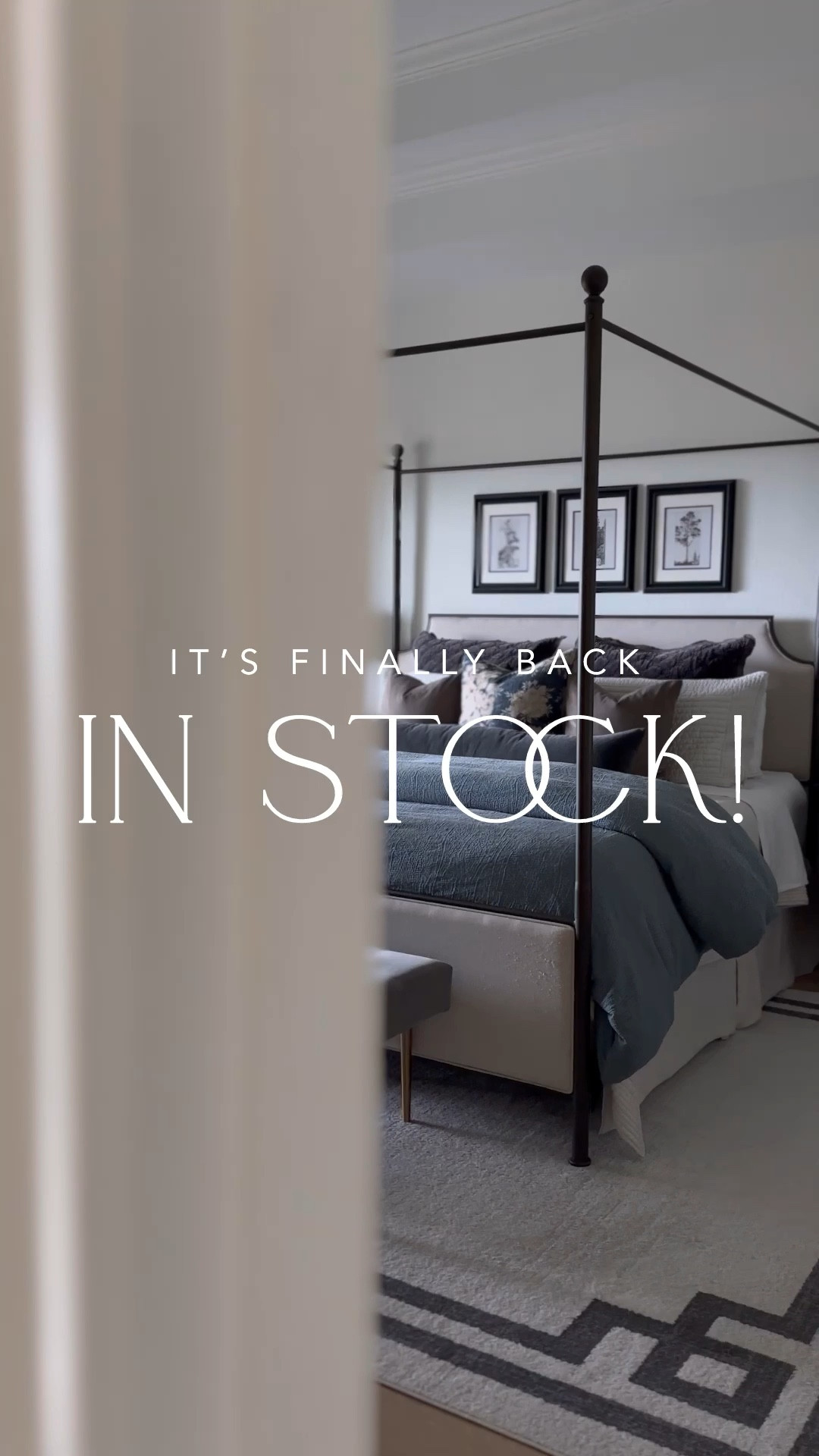 My king canopy bed is back in stock! 🏃🏼‍♀️This is the Oiled Bronze/Linen Stone! We’ve owned it for 3 years and very happy with the quality! I recommend getting this exact bed skirt to pair with it like I did here to hide the side rails 😊

#LTKHome #LTKFindsUnder100 #LTKVideo