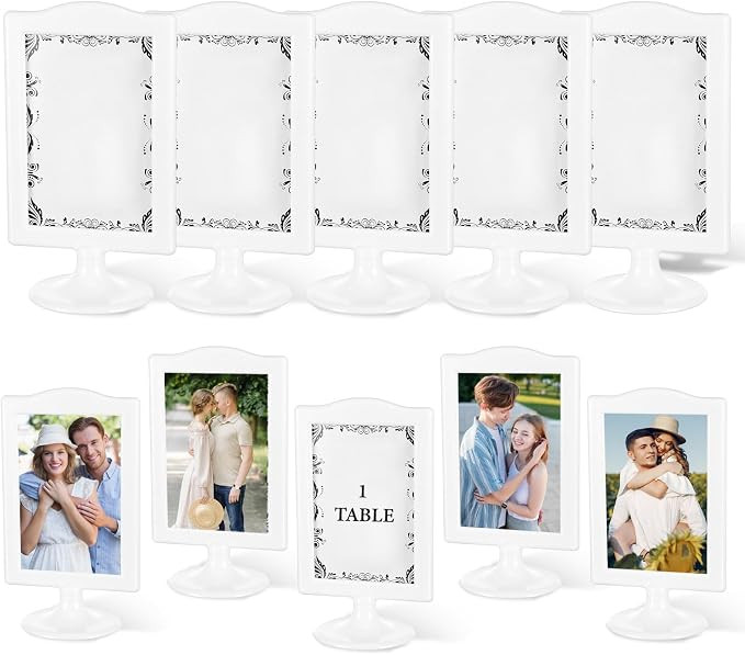 Sibba 10 Pack 4x6 Inch Plastic Photo Frame Double Sided Standing Picture Frames Bulk White Pictur... | Amazon (US)