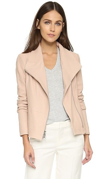 Vince Scuba Leather Jacket - Pale Blush | Shopbop