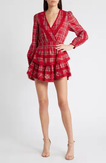 Milena Plaid Long Sleeve Minidress | Nordstrom