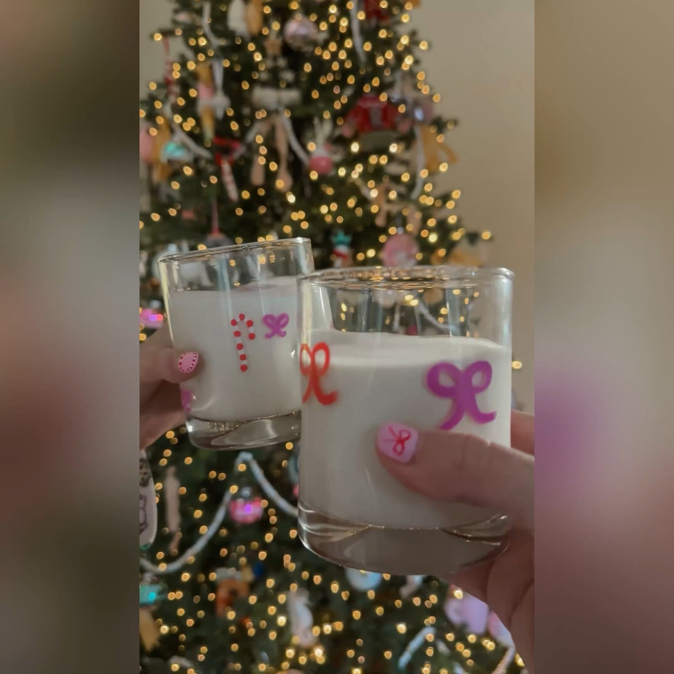 DIY anthro inspired juice glasses 🎀🎄✨ We washed the glasses and then added our designs. We went back over the design once more for a little darker color. After 24 hours, place them into your oven on a baking sheet at 325°. Bake the glasses for about 30 minutes, then let them cool completely in the oven before removing the baking sheet. They should be set and ready to use!🫶🏻

#LTKSeasonal #LTKWatchNow #LTKHoliday