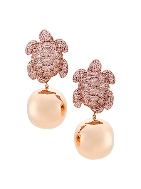 Caretta Party 24K-Gold-Plated &amp; Root Pink Sapphire Clip-On Drop Earrings | Saks Fifth Avenue