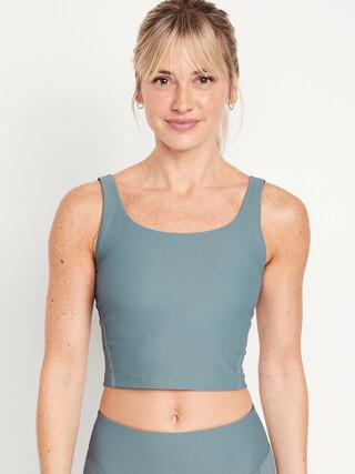 Light Support PowerSoft Ribbed Longline Sports Bra | Old Navy (US)