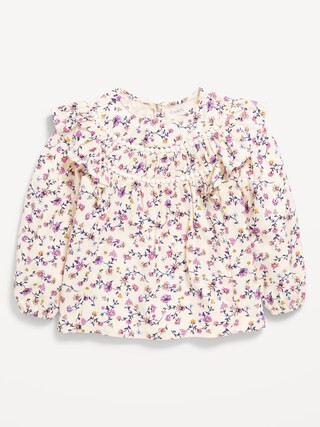 Long-Sleeve Ruffle-Trim Crepe Top for Toddler Girls | Old Navy | Old Navy (US)