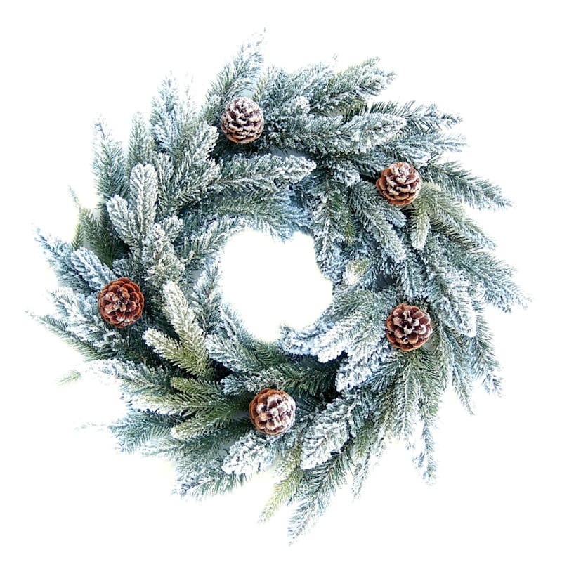 Flocked Pinecone & Bavarian Pine Wreath, 24" | At Home