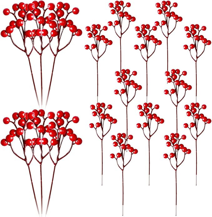 20Pcs Red Artificial Pine Picks Artificial Plants Small Pine Picks for Christmas Flower Arrangeme... | Amazon (US)