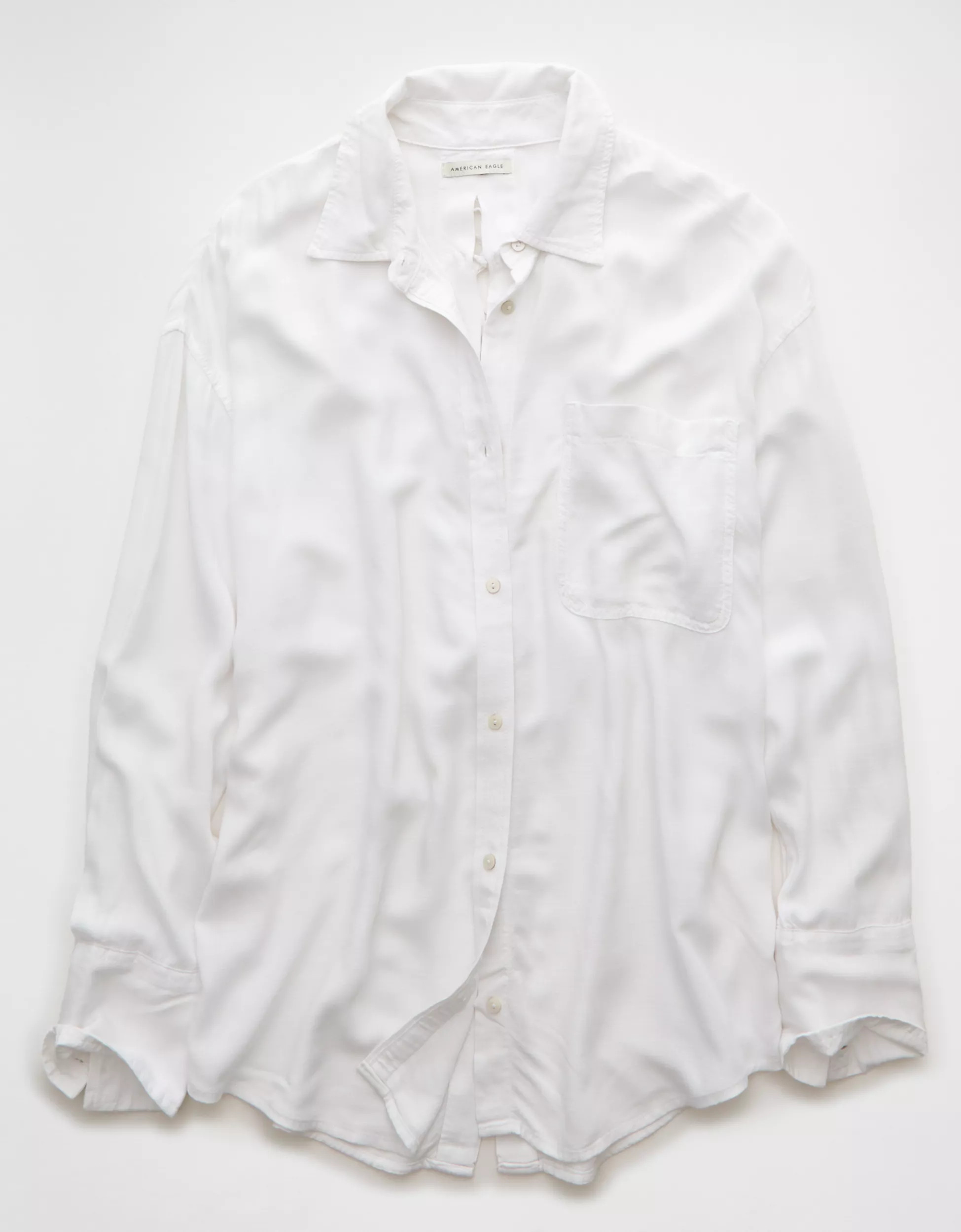 AE Long-Sleeve Tie Back Button-Up Shirt | Aerie