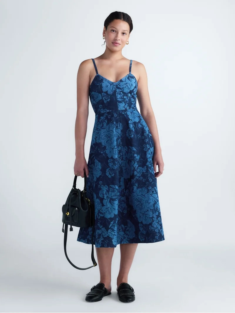 Free Assembly Women's and Women's Plus Corset Midi Dress, Sizes XS-4X | Walmart (US)