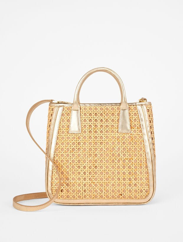 Metallic Leather Rattan Satchel | Talbots