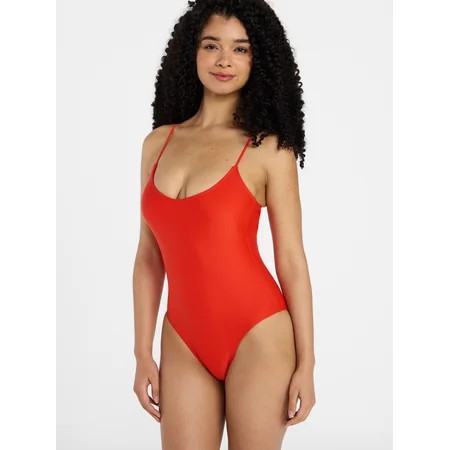 No Boundaries Essentials Scoop Neck One-Piece Swimsuit, Women’s XXS-XXL | Walmart (US)